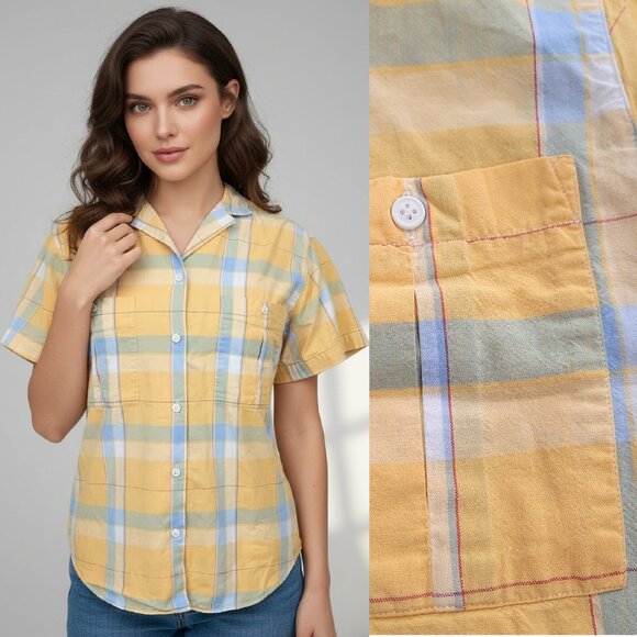 Gloria Vanderbilt Tops - Vtg 90s plaid 100% cotton blouse - Gloria Vanderbilt brand